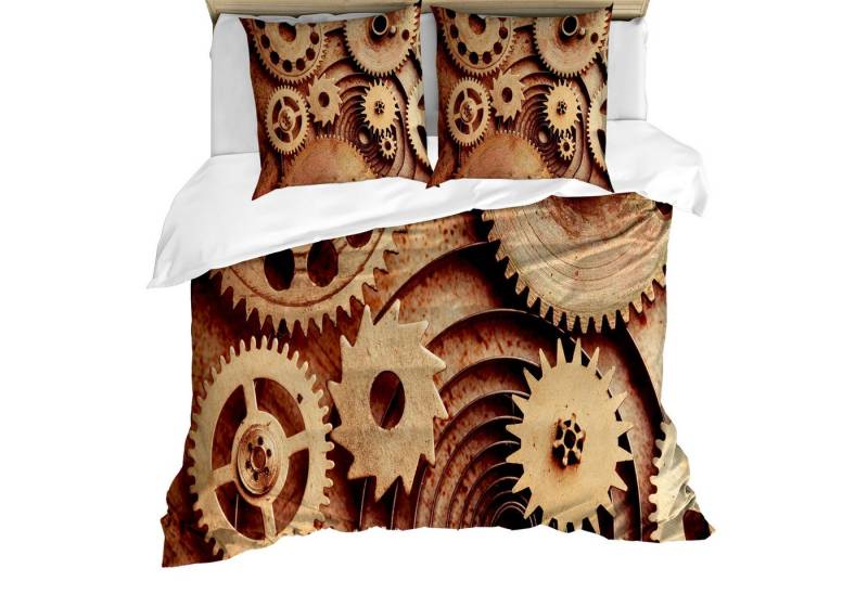 Abakuhaus Bettwäsche weicher Microfaserstoff Allergiker geeignet, kein Verblassen, Microfaser, industriell Uhren Gears von Abakuhaus