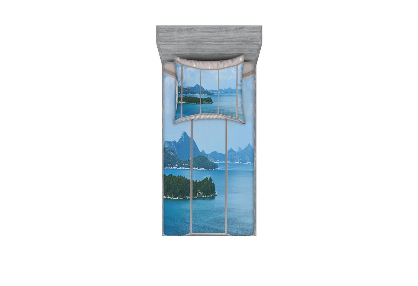 Abakuhaus Bettwäsche bedrucktes 2-teiliges Bettwäscheset, Microfaser, Landschaft Seascape Blick vom Fenster Abakuhaus Bettwäsche bedrucktes 2-teiliges Bettwäscheset, Microfaser, Landschaft Seascape Blick vom Fenster von Abakuhaus