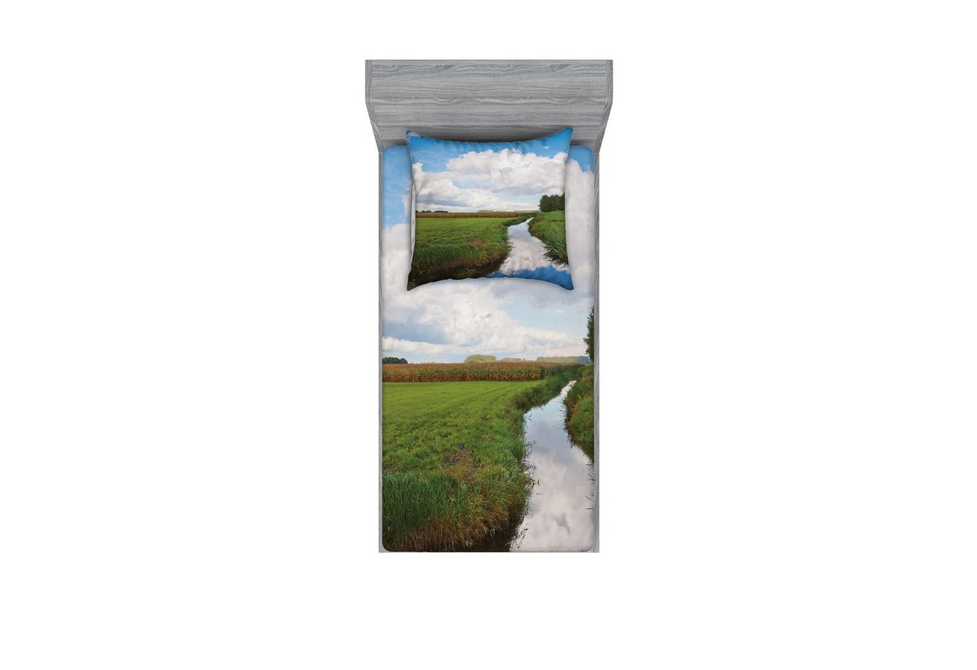 Abakuhaus Bettwäsche bedrucktes 2-teiliges Bettwäscheset, Microfaser, Natur Beruhigen River Meadow Trees Abakuhaus Bettwäsche bedrucktes 2-teiliges Bettwäscheset, Microfaser, Natur Beruhigen River Meadow Trees von Abakuhaus
