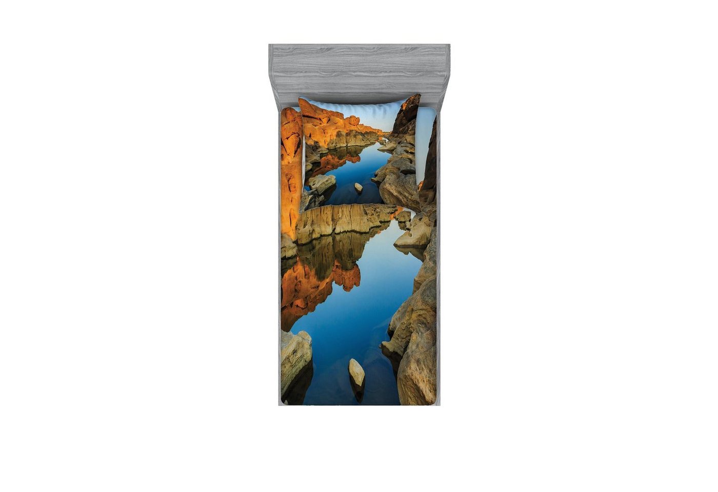 Bettwäsche bedrucktes 2-teiliges Bettwäscheset, Abakuhaus, Microfaser, Natur Fluss zwischen Felsen von Abakuhaus