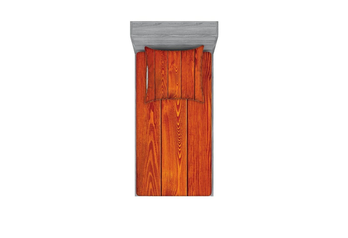 Bettwäsche bedrucktes 2-teiliges Bettwäscheset, Abakuhaus, Microfaser, Rustikal Holz Holzboden orange von Abakuhaus