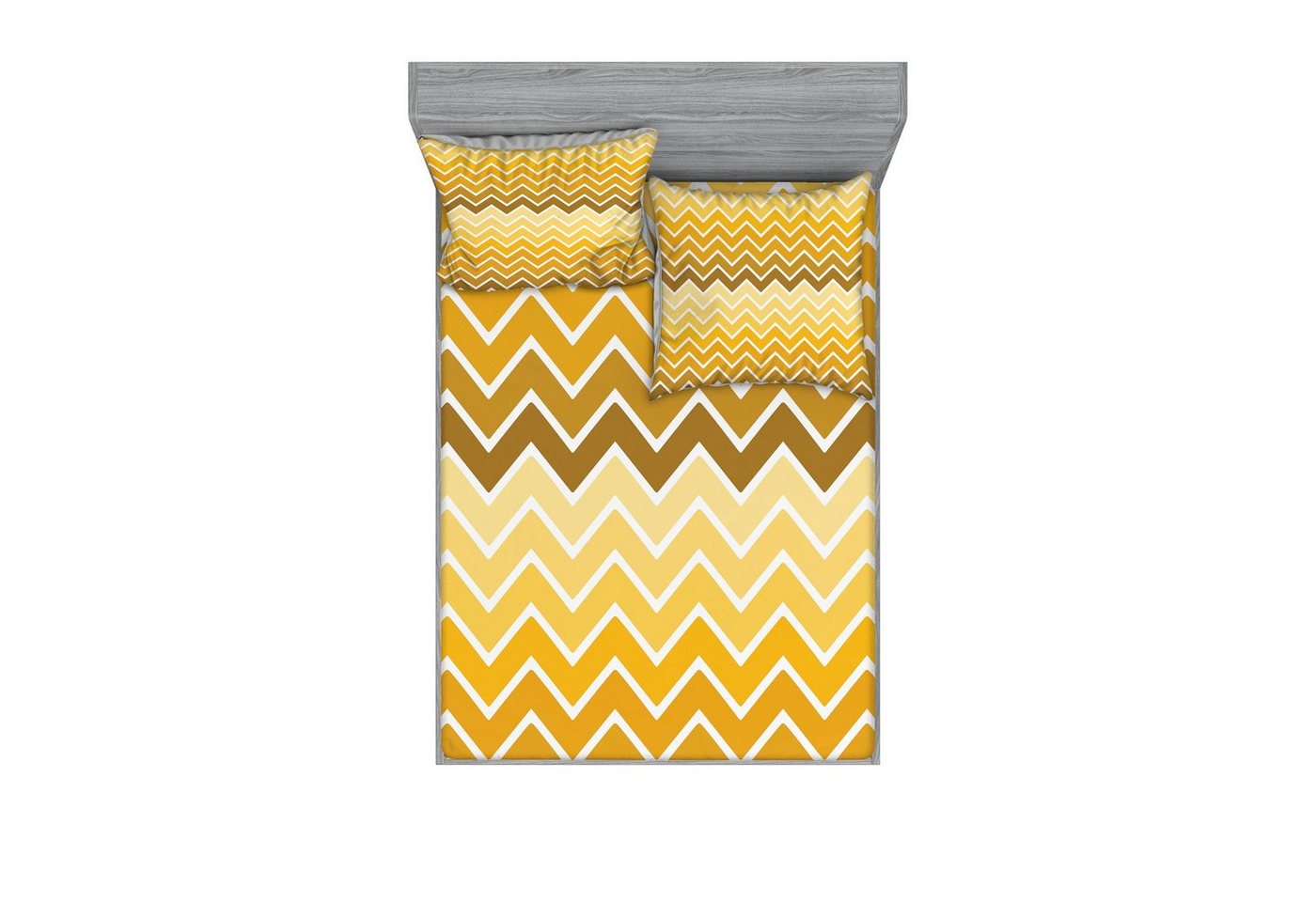 Abakuhaus Bettwäsche bedrucktes 3-teiliges Bettwäscheset, Microfaser, Gelb Chevron Zigzag Ombre Abakuhaus Bettwäsche bedrucktes 3-teiliges Bettwäscheset, Microfaser, Gelb Chevron Zigzag Ombre von Abakuhaus