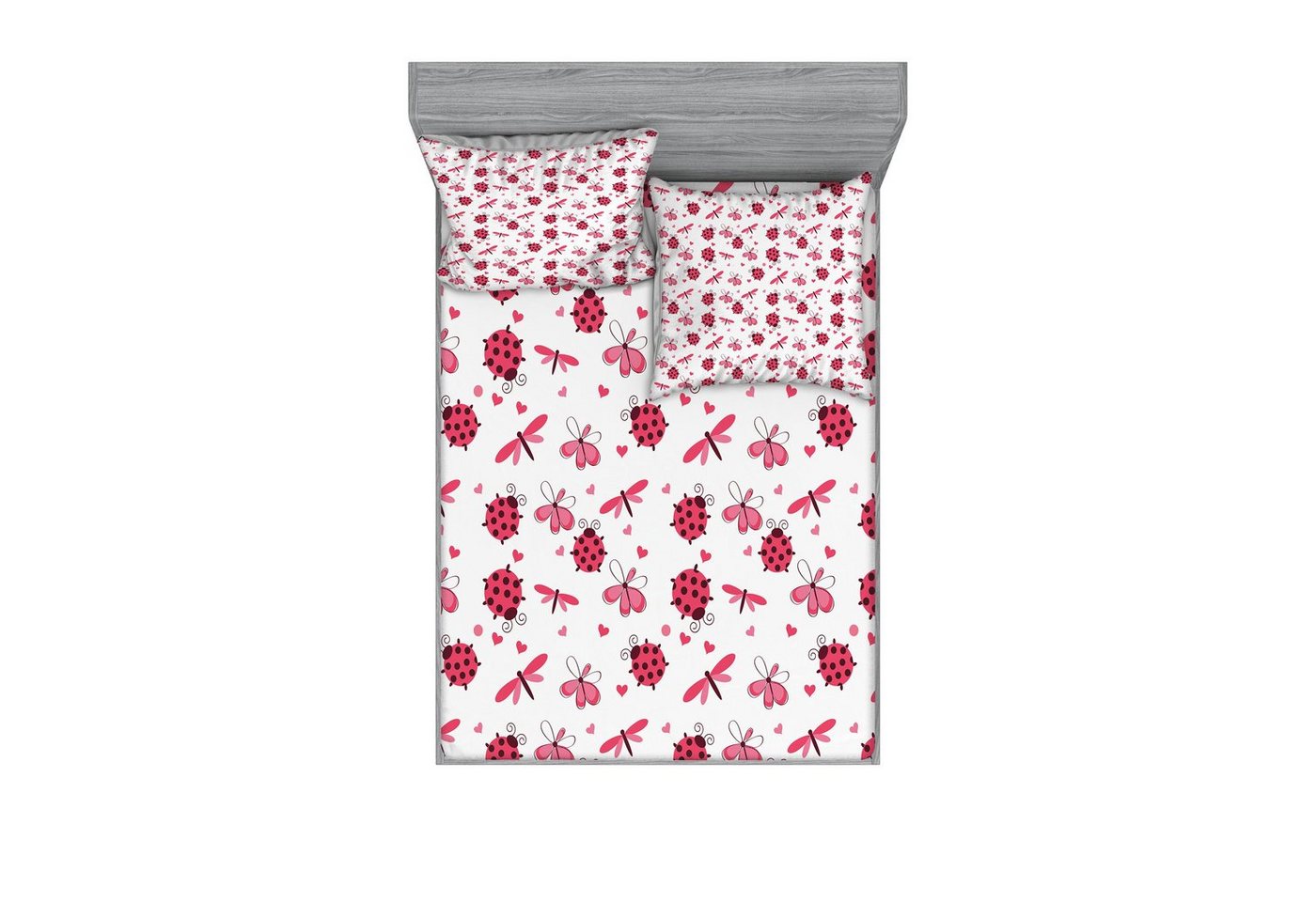 Abakuhaus Bettwäsche bedrucktes 3-teiliges Bettwäscheset, Microfaser, Kids Libelle Marienkäfer-Herzen Abakuhaus Bettwäsche bedrucktes 3-teiliges Bettwäscheset, Microfaser, Kids Libelle Marienkäfer-Herzen von Abakuhaus