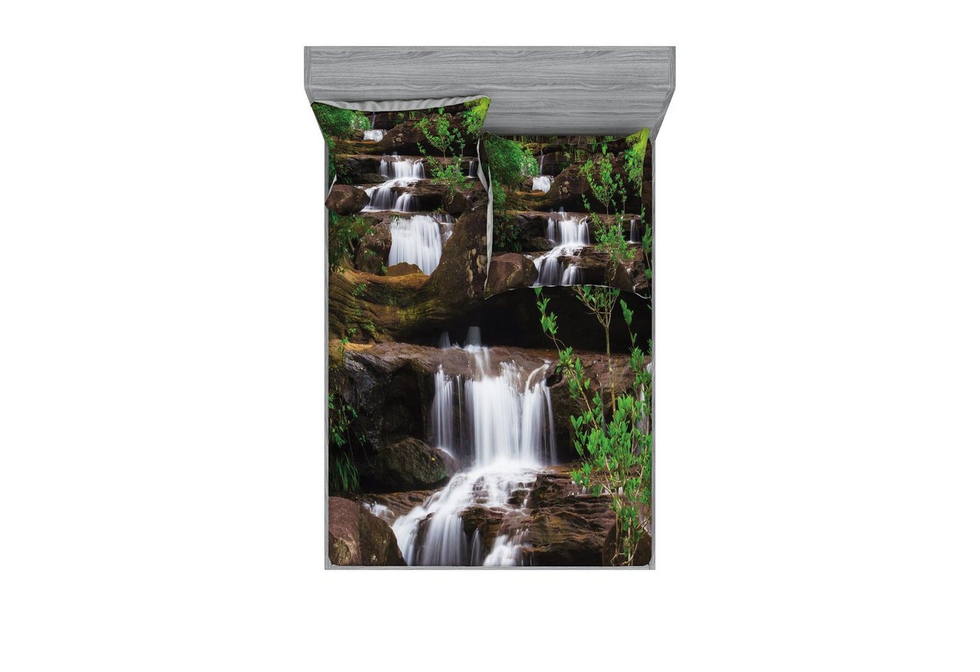 Abakuhaus Bettwäsche bedrucktes 3-teiliges Bettwäscheset, Microfaser, Natur Rock Treppe in Wasserfall Abakuhaus Bettwäsche bedrucktes 3-teiliges Bettwäscheset, Microfaser, Natur Rock Treppe in Wasserfall von Abakuhaus
