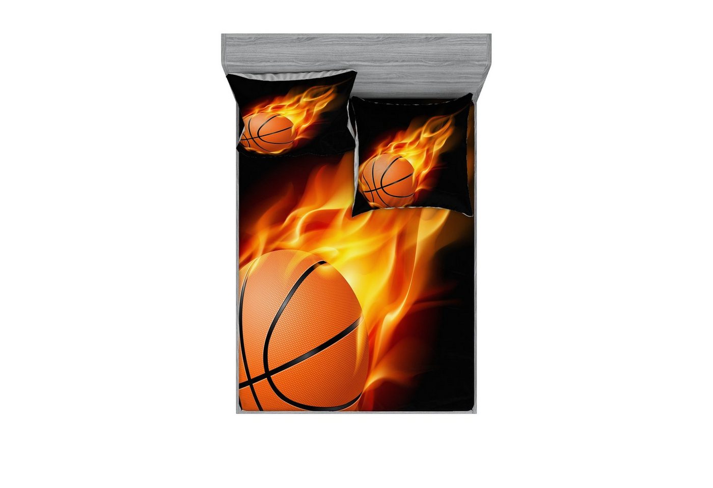 Abakuhaus Bettwäsche bedrucktes 3-teiliges Bettwäscheset, Microfaser, Sport Basketball Feuer schießen Abakuhaus Bettwäsche bedrucktes 3-teiliges Bettwäscheset, Microfaser, Sport Basketball Feuer schießen von Abakuhaus