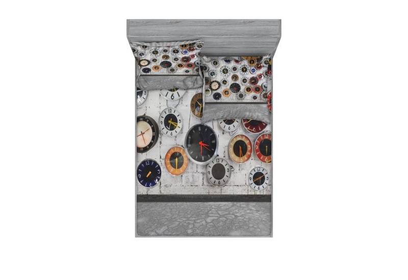 Abakuhaus Bettwäsche bedrucktes 3-teiliges Bettwäscheset, Microfaser, Uhr Mehrere Wanduhren Foto von Abakuhaus