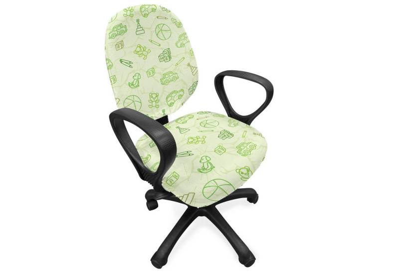 Abakuhaus Bürostuhlhusse dekorative Schutzhülle aus Stretchgewebe, Baby Cartoon-Gekritzel Spielzeug-Entwurf Abakuhaus Bürostuhlhusse dekorative Schutzhülle aus Stretchgewebe, Baby Cartoon-Gekritzel Spielzeug-Entwurf von Abakuhaus