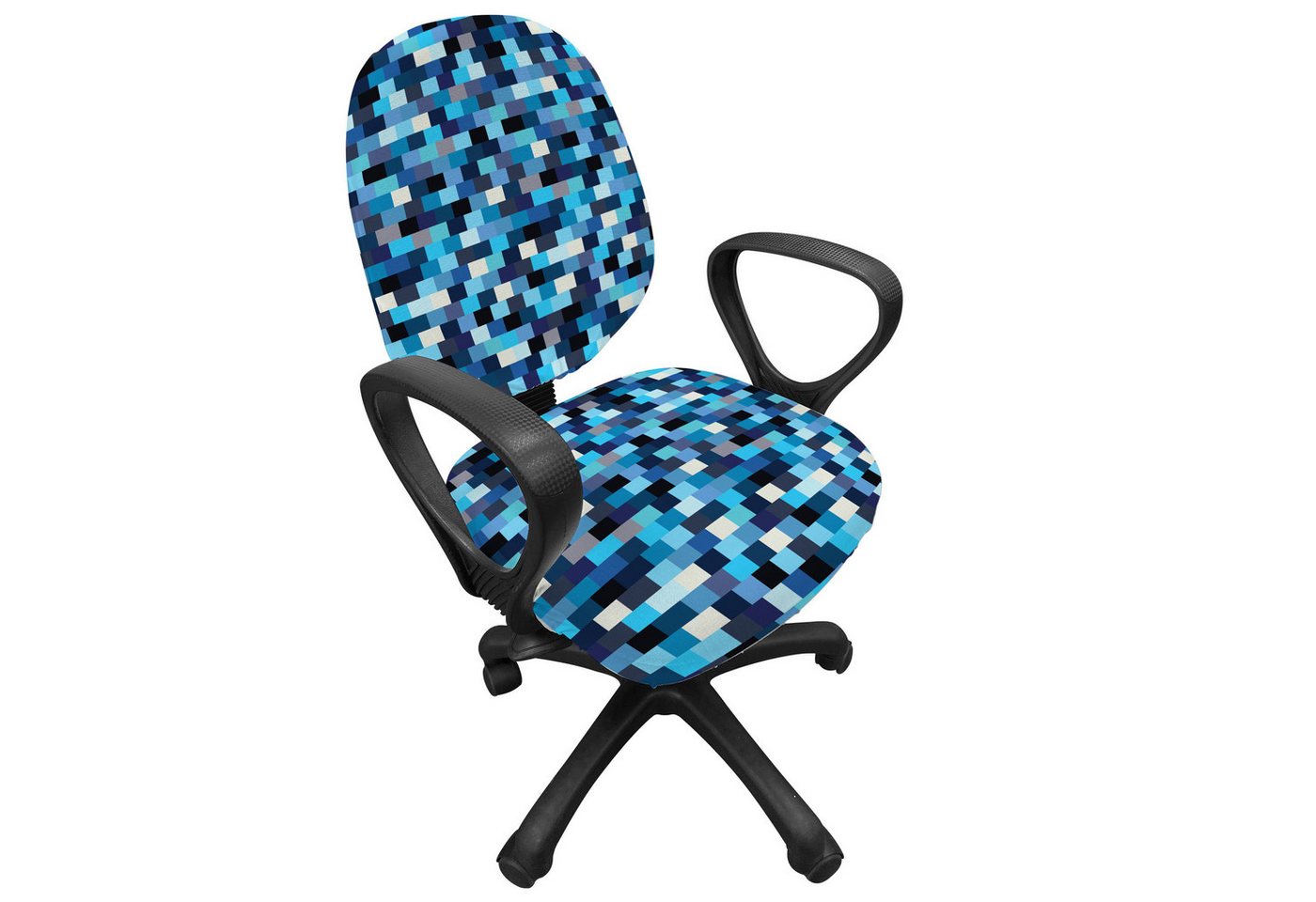 Abakuhaus Bürostuhlhusse dekorative Schutzhülle aus Stretchgewebe, Blau Geometric Design Streifen Abakuhaus Bürostuhlhusse dekorative Schutzhülle aus Stretchgewebe, Blau Geometric Design Streifen von Abakuhaus