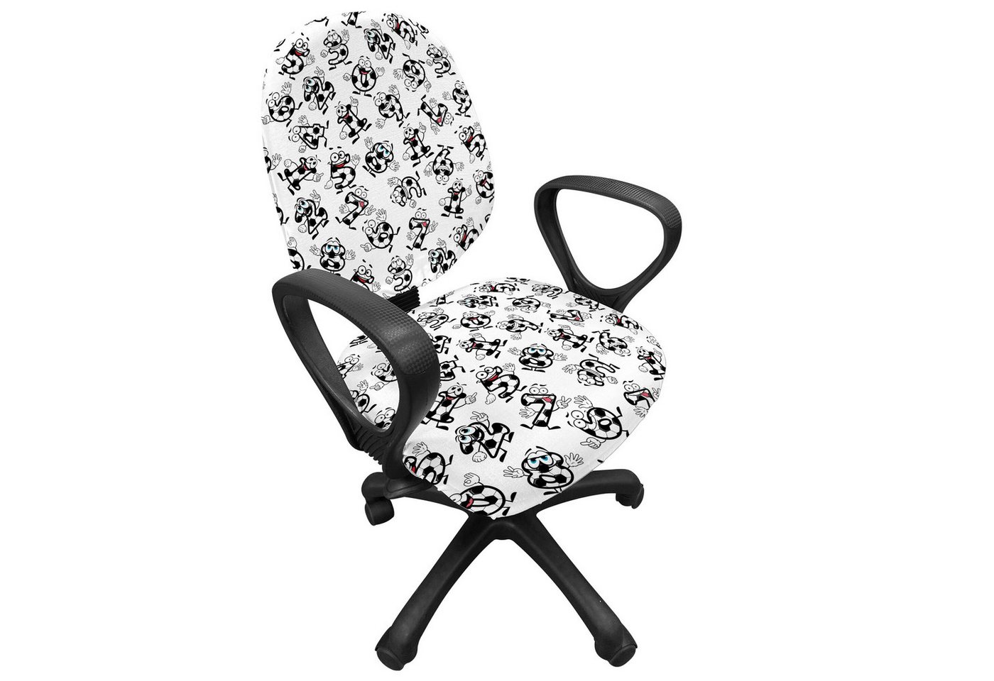 Abakuhaus Bürostuhlhusse dekorative Schutzhülle aus Stretchgewebe, Fußball Fußball Zahlen Cartoon Abakuhaus Bürostuhlhusse dekorative Schutzhülle aus Stretchgewebe, Fußball Fußball Zahlen Cartoon von Abakuhaus