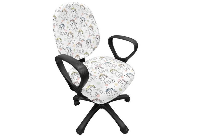 Abakuhaus Bürostuhlhusse dekorative Schutzhülle aus Stretchgewebe, Gekritzel Schlafen Bunte Katze Abakuhaus Bürostuhlhusse dekorative Schutzhülle aus Stretchgewebe, Gekritzel Schlafen Bunte Katze von Abakuhaus