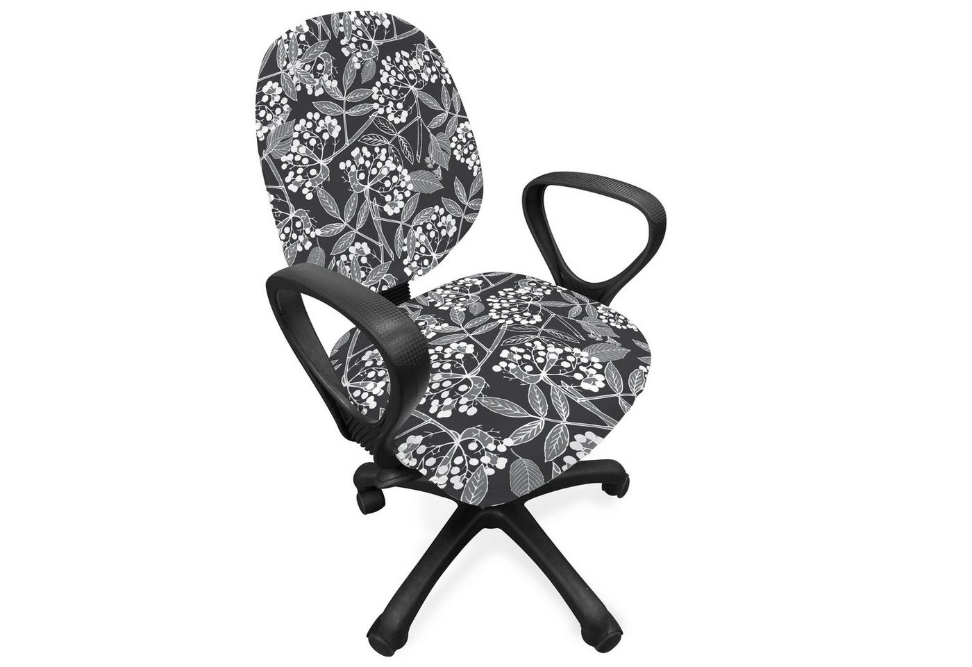 Abakuhaus Bürostuhlhusse dekorative Schutzhülle aus Stretchgewebe, Grau und Weiß Creeper Beeren Abakuhaus Bürostuhlhusse dekorative Schutzhülle aus Stretchgewebe, Grau und Weiß Creeper Beeren von Abakuhaus