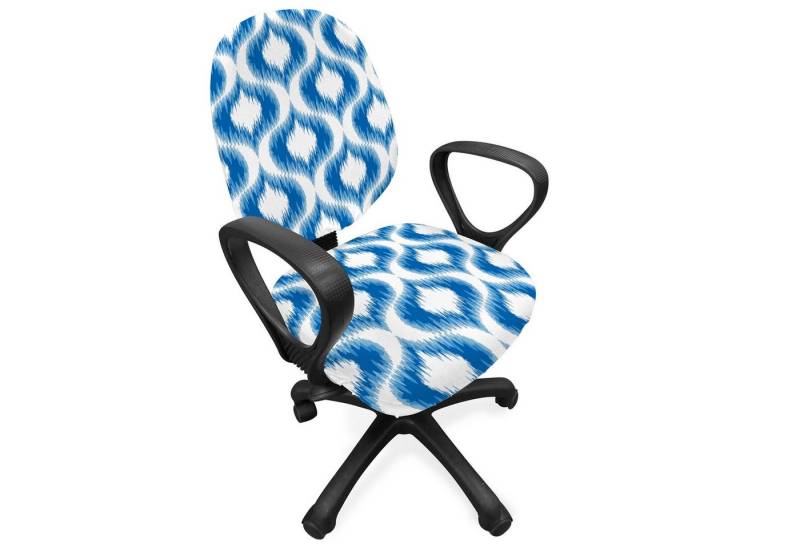 Abakuhaus Bürostuhlhusse dekorative Schutzhülle aus Stretchgewebe, Ikat Abstrakte Weinlese Ogee Abakuhaus Bürostuhlhusse dekorative Schutzhülle aus Stretchgewebe, Ikat Abstrakte Weinlese Ogee von Abakuhaus