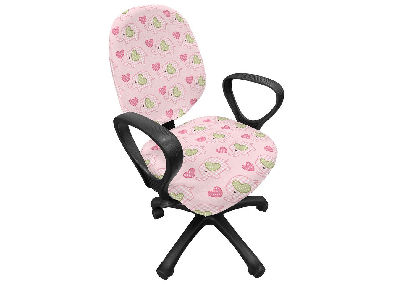 Abakuhaus Bürostuhlhusse dekorative Schutzhülle aus Stretchgewebe, Kindergarten Elefanten Herz-Liebe Abakuhaus Bürostuhlhusse dekorative Schutzhülle aus Stretchgewebe, Kindergarten Elefanten Herz-Liebe von Abakuhaus