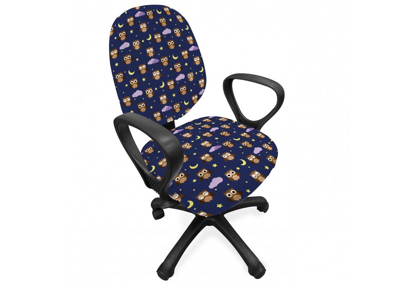 Abakuhaus Bürostuhlhusse dekorative Schutzhülle aus Stretchgewebe, Kindergarten Eulen Sternennacht Abakuhaus Bürostuhlhusse dekorative Schutzhülle aus Stretchgewebe, Kindergarten Eulen Sternennacht von Abakuhaus