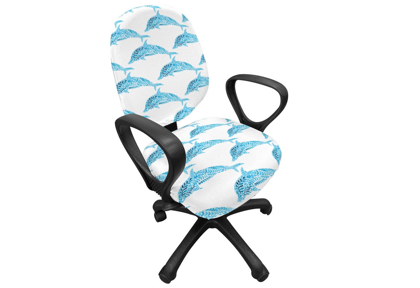 Abakuhaus Bürostuhlhusse dekorative Schutzhülle aus Stretchgewebe, Meer Aqua Dolphins Leaves Abakuhaus Bürostuhlhusse dekorative Schutzhülle aus Stretchgewebe, Meer Aqua Dolphins Leaves von Abakuhaus