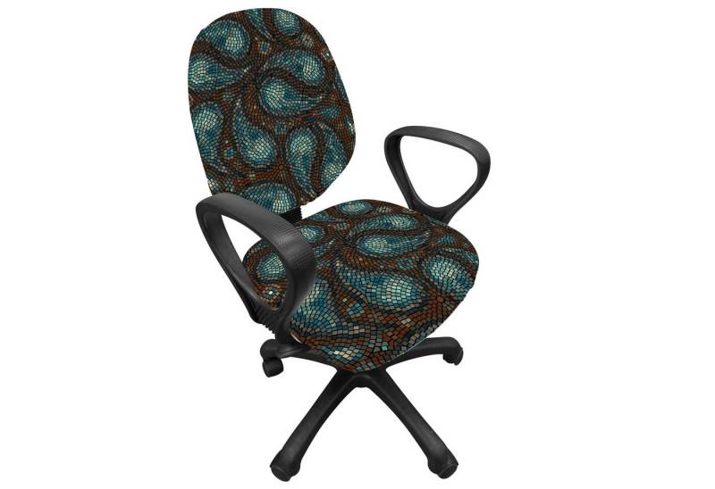 Abakuhaus Bürostuhlhusse dekorative Schutzhülle aus Stretchgewebe, Paisley Moderne Teardrop Formen von Abakuhaus