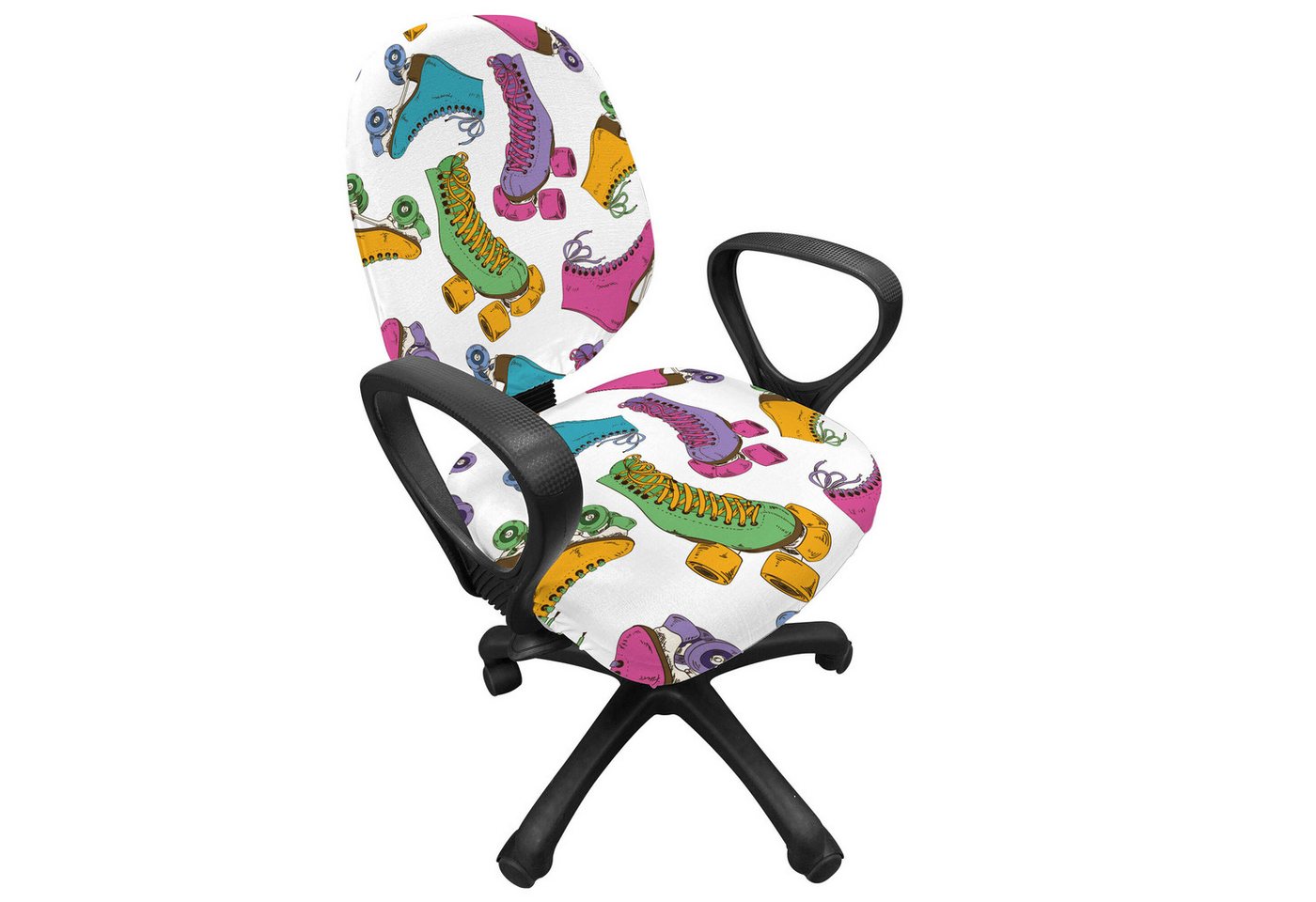 Abakuhaus Bürostuhlhusse dekorative Schutzhülle aus Stretchgewebe, Teen Zimmer Roller Skates Vivid Abakuhaus Bürostuhlhusse dekorative Schutzhülle aus Stretchgewebe, Teen Zimmer Roller Skates Vivid von Abakuhaus