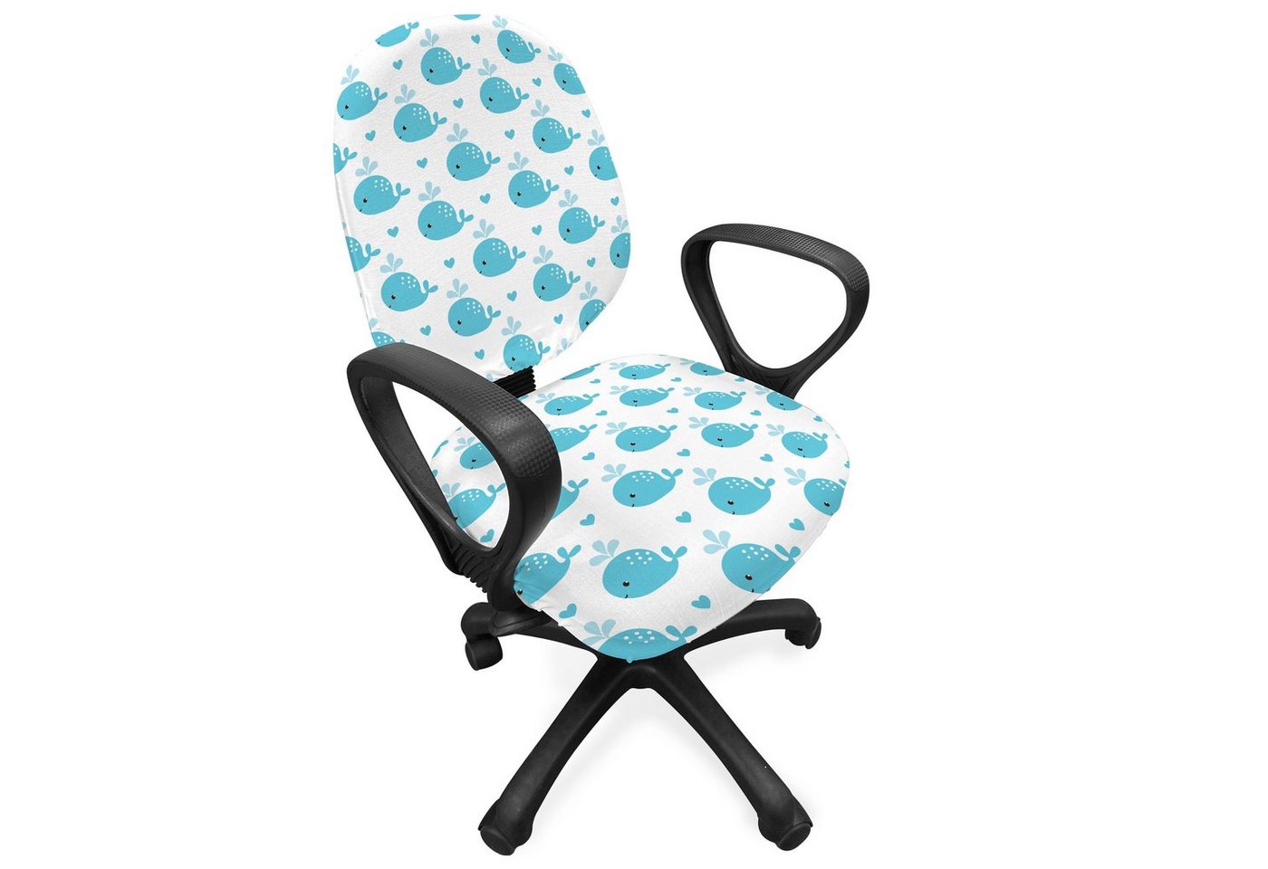 Abakuhaus Bürostuhlhusse dekorative Schutzhülle aus Stretchgewebe, Wal Kleine Fische für Baby-Kinder Abakuhaus Bürostuhlhusse dekorative Schutzhülle aus Stretchgewebe, Wal Kleine Fische für Baby-Kinder von Abakuhaus