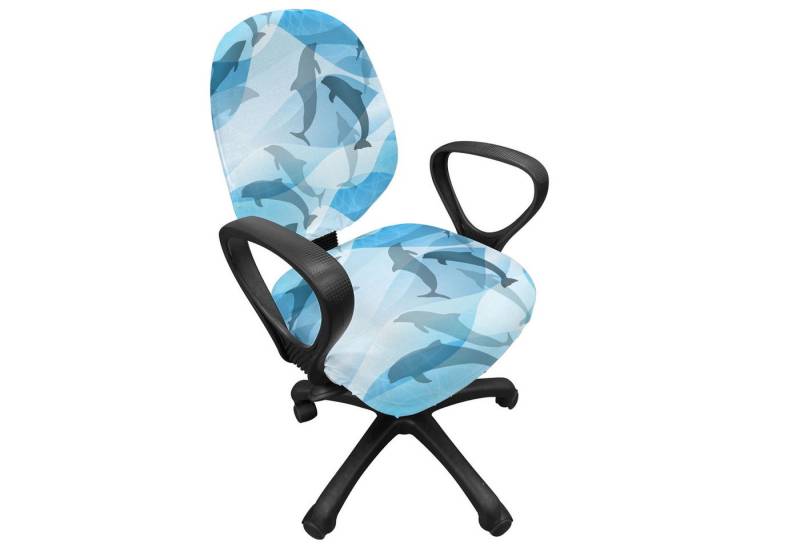 Abakuhaus Bürostuhlhusse dekorative Schutzhülle aus Stretchgewebe, Delphin Unterwasser-Fisch-Muster Abakuhaus Bürostuhlhusse dekorative Schutzhülle aus Stretchgewebe, Delphin Unterwasser-Fisch-Muster von Abakuhaus
