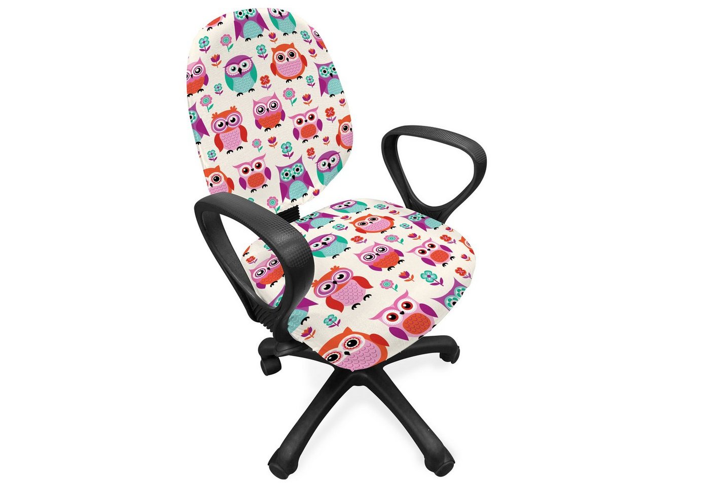 Abakuhaus Bürostuhlhusse dekorative Schutzhülle aus Stretchgewebe, Eulen Glückliche Kindheit Moderne Abakuhaus Bürostuhlhusse dekorative Schutzhülle aus Stretchgewebe, Eulen Glückliche Kindheit Moderne von Abakuhaus