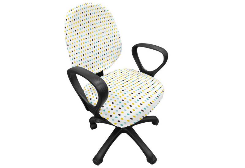 Abakuhaus Bürostuhlhusse dekorative Schutzhülle aus Stretchgewebe, Retro Tupfen Runden Retro Abakuhaus Bürostuhlhusse dekorative Schutzhülle aus Stretchgewebe, Retro Tupfen Runden Retro von Abakuhaus