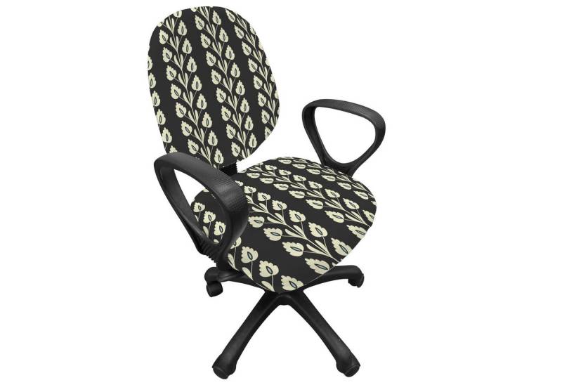 Abakuhaus Bürostuhlhusse dekorative Schutzhülle aus Stretchgewebe, Schwarz-Weiss Vertikale Wellenförmige Blatt Abakuhaus Bürostuhlhusse dekorative Schutzhülle aus Stretchgewebe, Schwarz-Weiss Vertikale Wellenförmige Blatt von Abakuhaus
