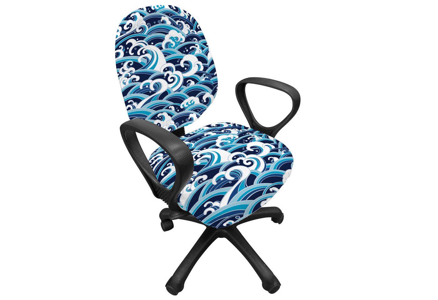 Abakuhaus Bürostuhlhusse dekorative Schutzhülle aus Stretchgewebe, japanische Welle Water Splash Schaum Abakuhaus Bürostuhlhusse dekorative Schutzhülle aus Stretchgewebe, japanische Welle Water Splash Schaum von Abakuhaus