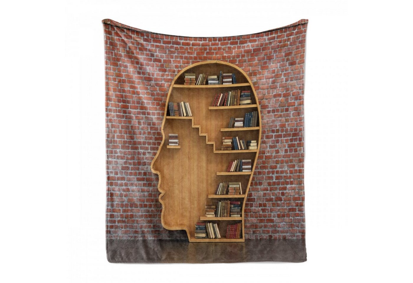 Foulard Gemütlicher Plüsch für den Innen- und Außenbereich, Abakuhaus, Bücherregal Menschlicher Kopf mit Büchern Foulard Gemütlicher Plüsch für den Innen- und Außenbereich, Abakuhaus, Bücherregal Menschlicher Kopf mit Büchern von Abakuhaus