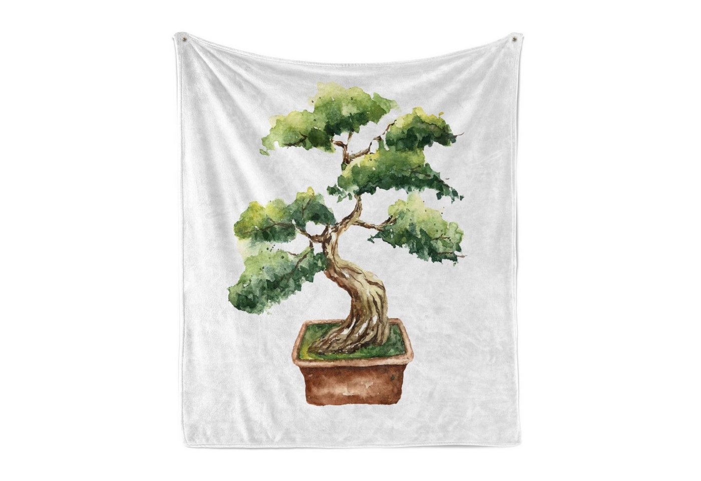 Wohndecke Gemütlicher Plüsch für den Innen- und Außenbereich, Abakuhaus, Zen Garten Aquarell Bonsai Hand gezeichnet von Abakuhaus