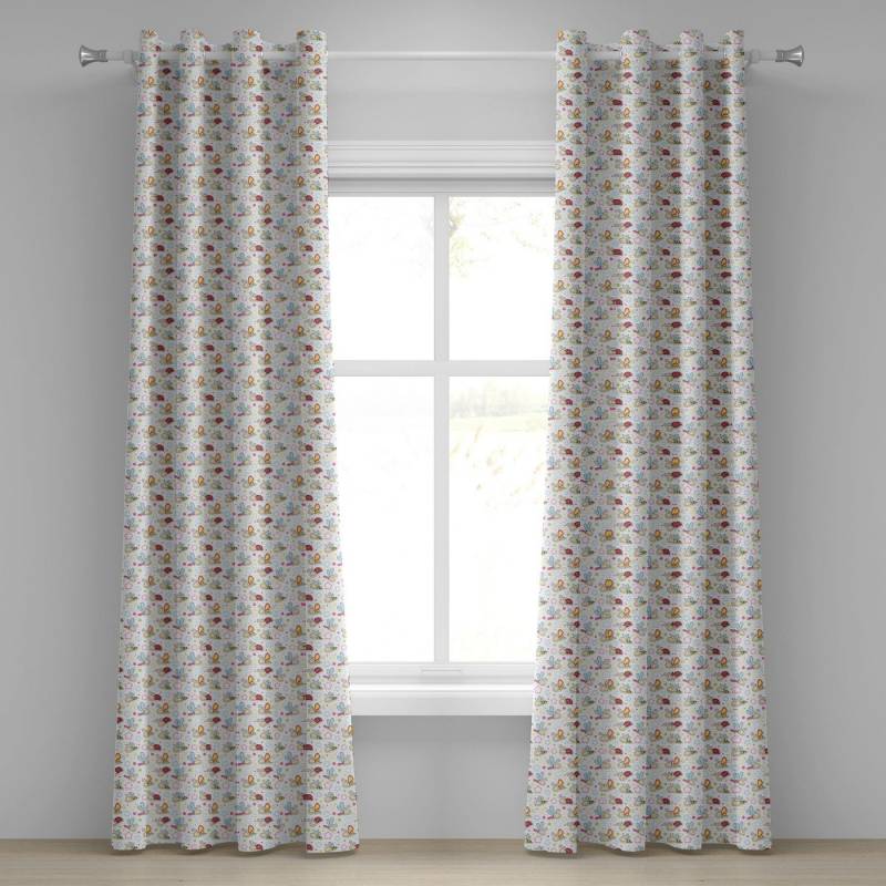 Gardine Dekorative 2-Panel-Fenstervorhänge für Schlafzimmer Wohnzimmer, Abakuhaus, Kindergarten Blumen-Libelle Bugs von Abakuhaus
