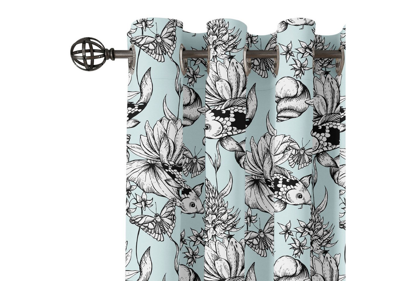 Abakuhaus Gardine Dekorative 2-Panel-Fenstervorhänge für Schlafzimmer Wohnzimmer, Shabby Chic Teich-Wasser-Blumen von Abakuhaus