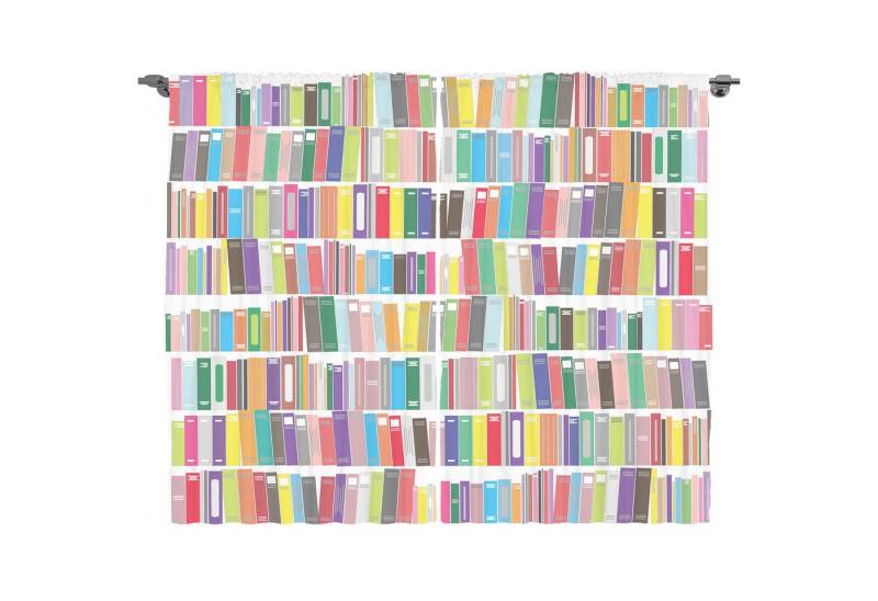 Abakuhaus Gardine Schlafzimmer Kräuselband Vorhang mit Schlaufen und Haken, Bücherregal Bunte Cartoon-Bibliothek Abakuhaus Gardine Schlafzimmer Kräuselband Vorhang mit Schlaufen und Haken, Bücherregal Bunte Cartoon-Bibliothek von Abakuhaus