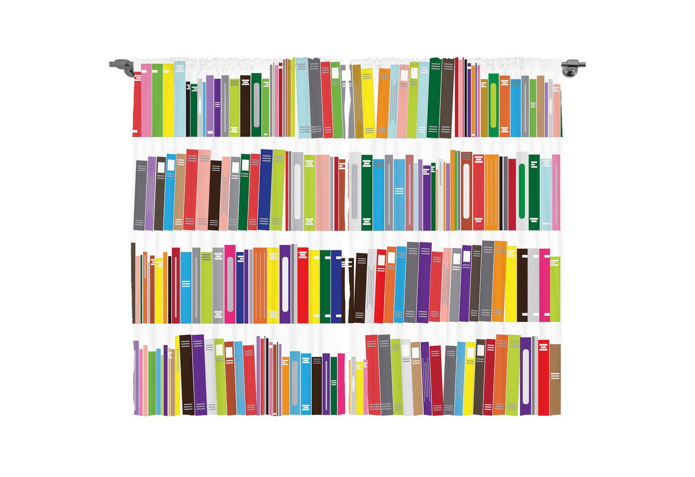 Abakuhaus Gardine Schlafzimmer Kräuselband Vorhang mit Schlaufen und Haken, Bücherregal Bunte Gekritzel-Bücher Abakuhaus Gardine Schlafzimmer Kräuselband Vorhang mit Schlaufen und Haken, Bücherregal Bunte Gekritzel-Bücher von Abakuhaus