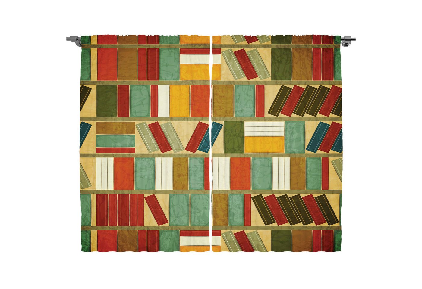 Abakuhaus Gardine Schlafzimmer Kräuselband Vorhang mit Schlaufen und Haken, Bücherregal Vintage-Bibliothek Malerei Abakuhaus Gardine Schlafzimmer Kräuselband Vorhang mit Schlaufen und Haken, Bücherregal Vintage-Bibliothek Malerei von Abakuhaus