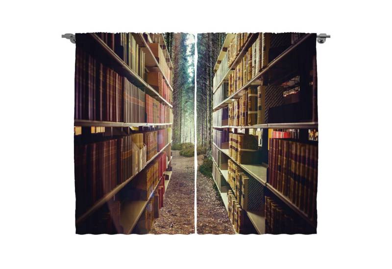Abakuhaus Gardine Schlafzimmer Kräuselband Vorhang mit Schlaufen und Haken, Bücherregal Zusammenfassung Bibliothek in Woods Abakuhaus Gardine Schlafzimmer Kräuselband Vorhang mit Schlaufen und Haken, Bücherregal Zusammenfassung Bibliothek in Woods von Abakuhaus