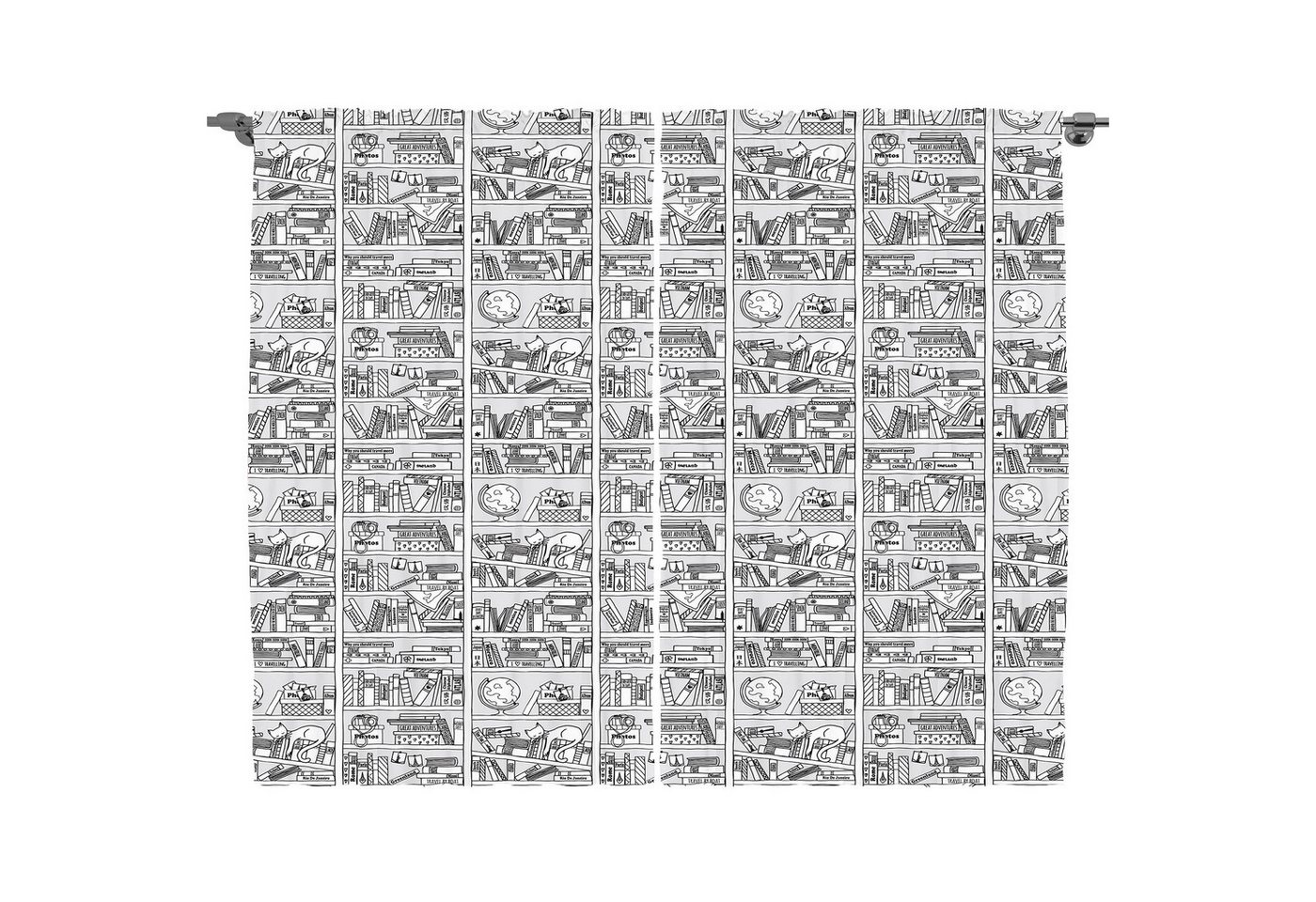 Abakuhaus Gardine Schlafzimmer Kräuselband Vorhang mit Schlaufen und Haken, Gekritzel Bücherregal mit Sketchy Abakuhaus Gardine Schlafzimmer Kräuselband Vorhang mit Schlaufen und Haken, Gekritzel Bücherregal mit Sketchy von Abakuhaus