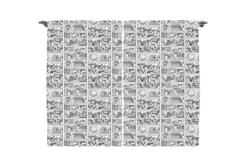 Abakuhaus Gardine Schlafzimmer Kräuselband Vorhang mit Schlaufen und Haken, Gekritzel Bücherregal mit Sketchy Abakuhaus Gardine Schlafzimmer Kräuselband Vorhang mit Schlaufen und Haken, Gekritzel Bücherregal mit Sketchy von Abakuhaus