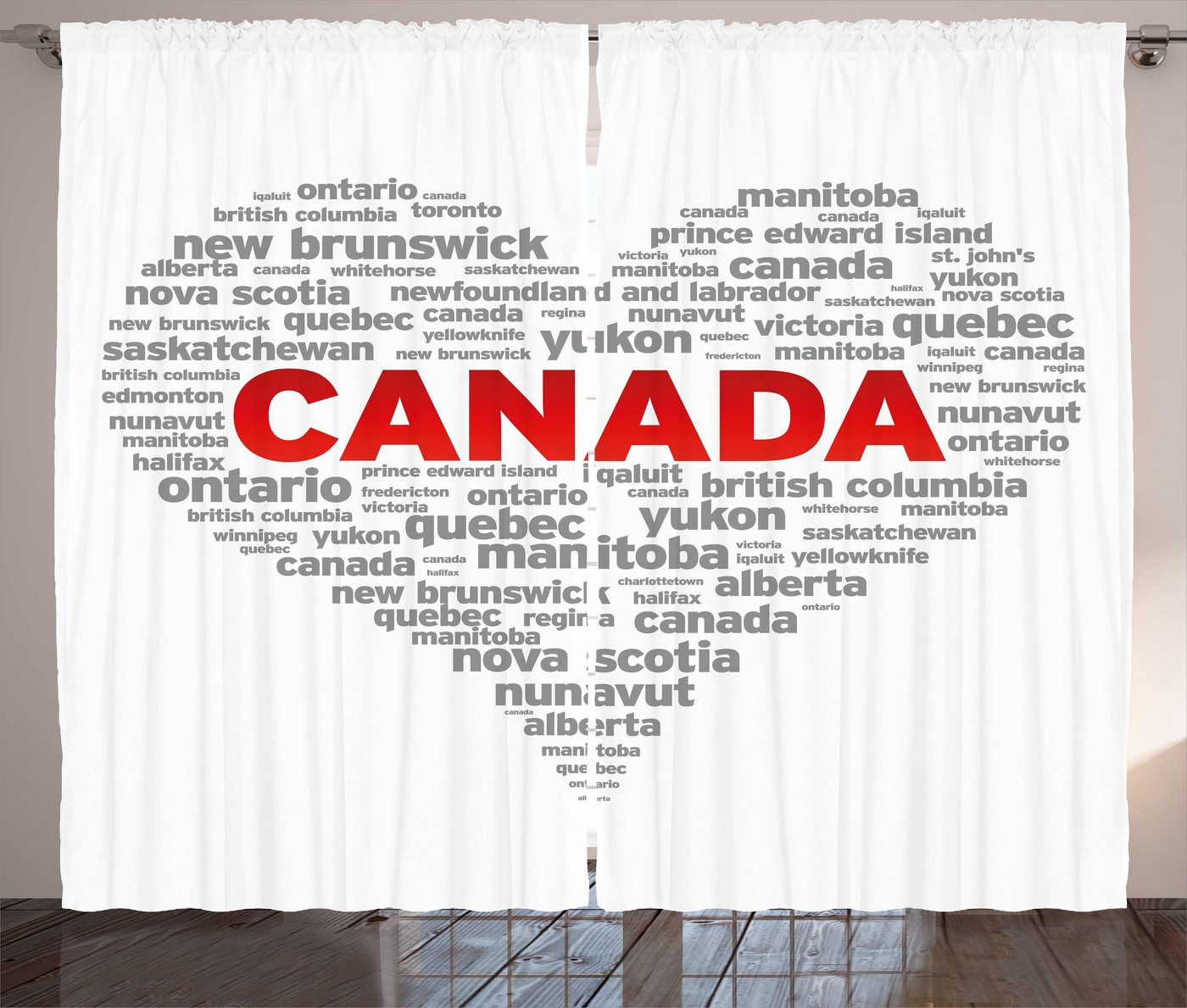 Gardine »Schlafzimmer Kräuselband Vorhang mit Schlaufen und Haken«, Abakuhaus, Kanada Kanadische Regionen Kalligraphie von Abakuhaus