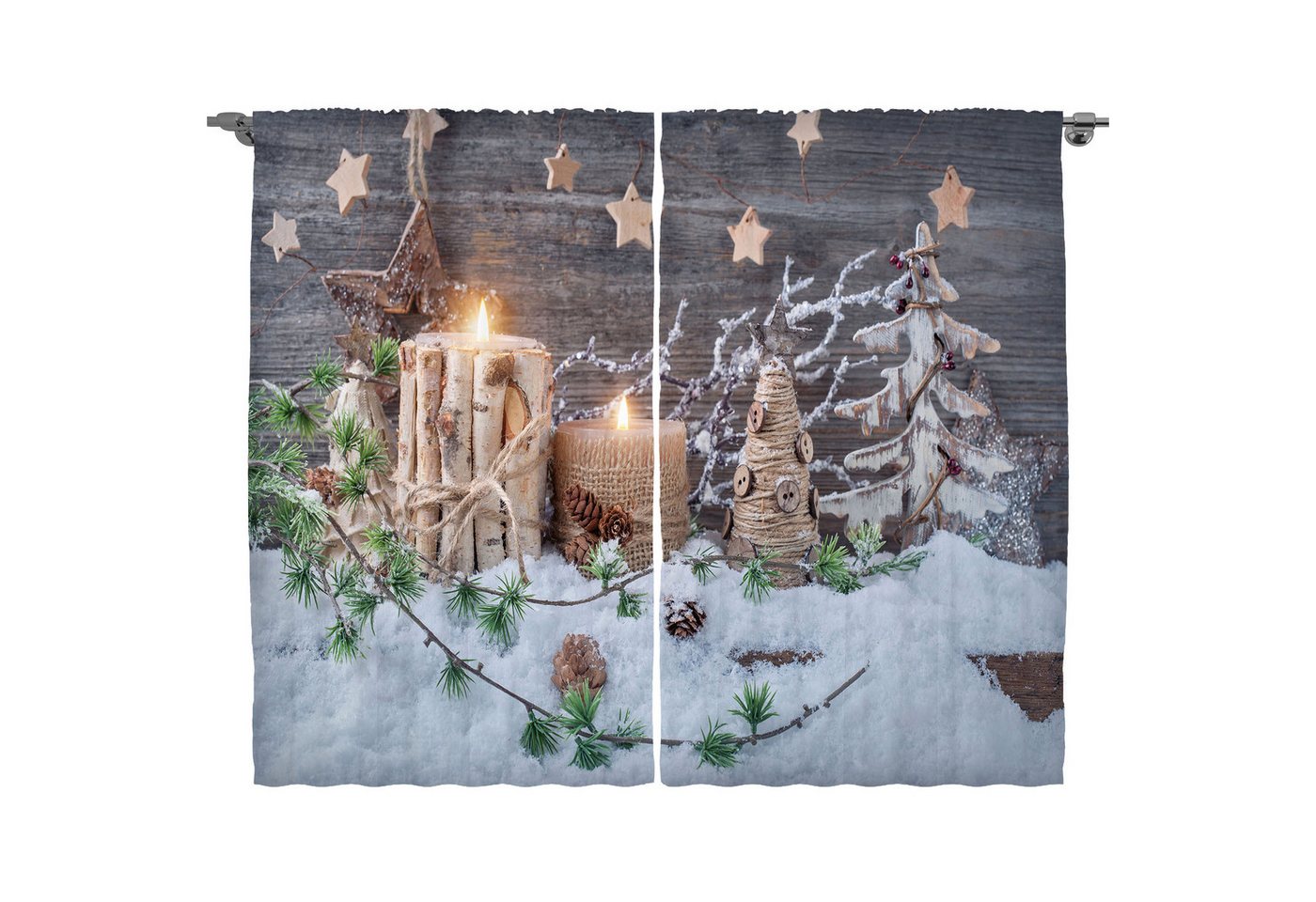 Abakuhaus Gardine Schlafzimmer Kräuselband Vorhang mit Schlaufen und Haken, Weihnachten Kerzen mit Laternen Abakuhaus Gardine Schlafzimmer Kräuselband Vorhang mit Schlaufen und Haken, Weihnachten Kerzen mit Laternen von Abakuhaus