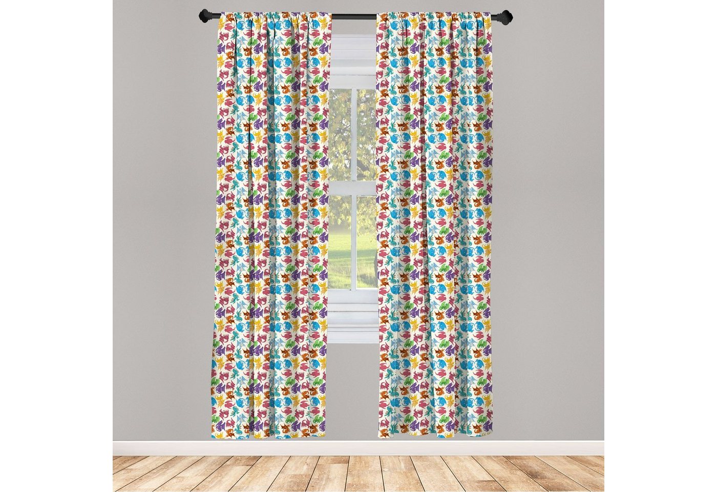 Gardine Vorhang für Wohnzimmer Schlafzimmer Dekor, Abakuhaus, Microfaser, Drachen Kinder-Muster Farbige von Abakuhaus