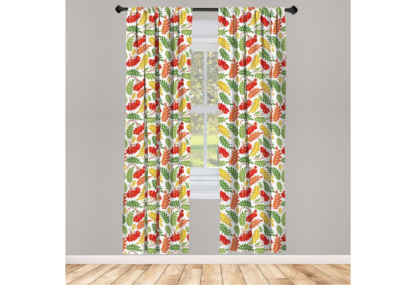 Gardine »Vorhang für Wohnzimmer Schlafzimmer Dekor«, Abakuhaus, Eberesche Herbstliche Flora-Muster von Abakuhaus