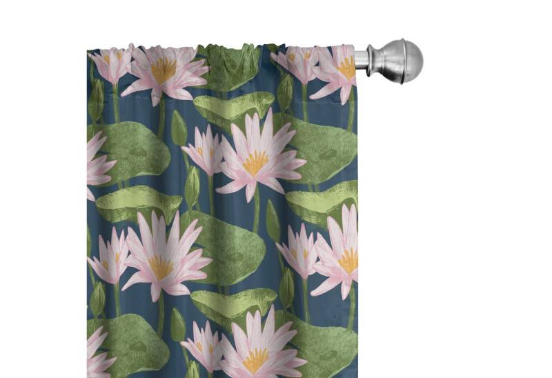 Abakuhaus Gardine Vorhang für Wohnzimmer Schlafzimmer Dekor, Microfaser, Lilie Rosa Blüten auf Teich von Abakuhaus