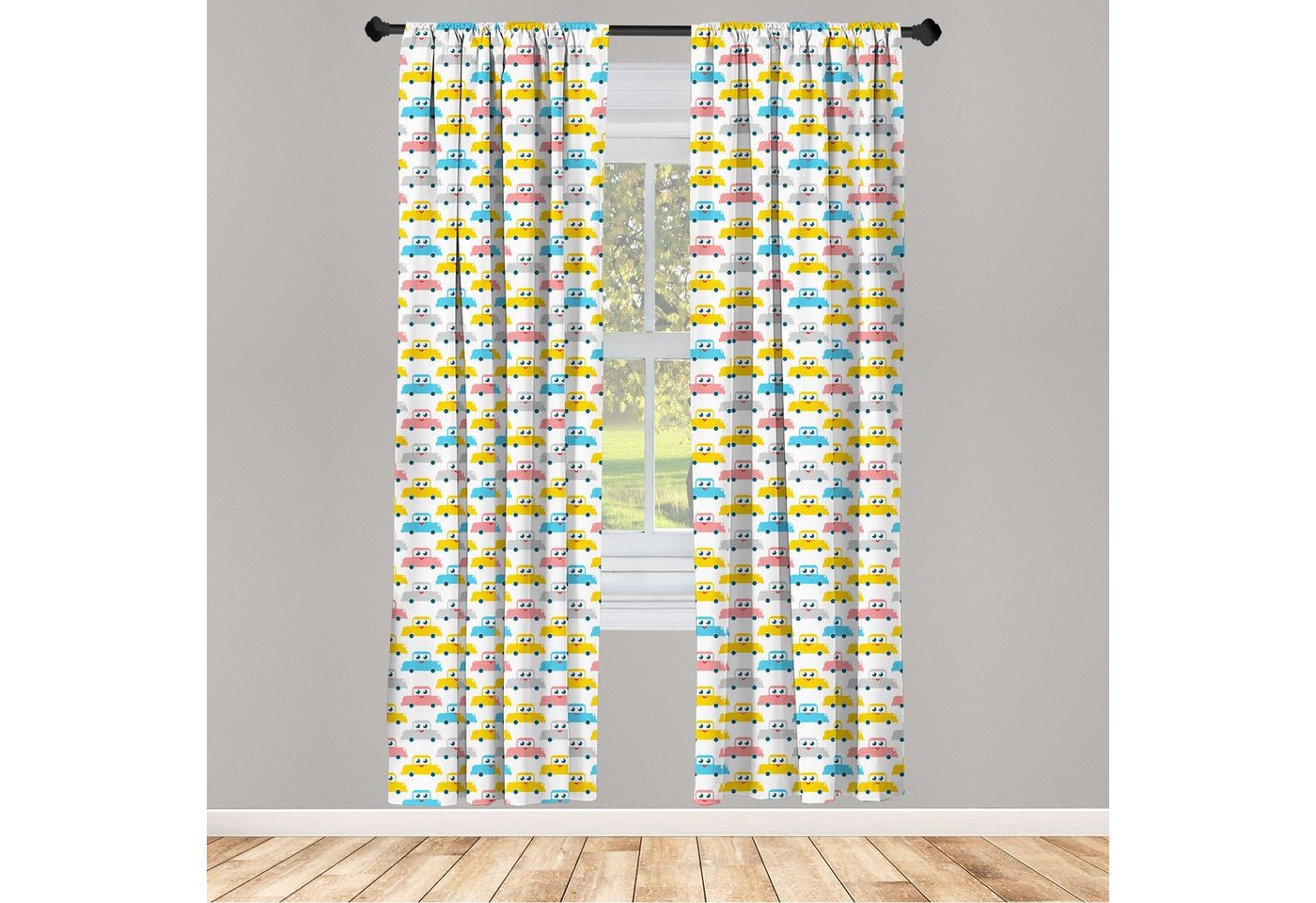 Gardine Vorhang für Wohnzimmer Schlafzimmer Dekor, Abakuhaus, Microfaser, Kindisch Kinder Autos Spielzeug Spielerisch von Abakuhaus