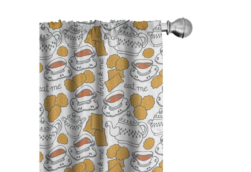 Abakuhaus Gardine Vorhang für Wohnzimmer Schlafzimmer Dekor, Microfaser, Tee-Party Teekanne und Tassen Biscuits Abakuhaus Gardine Vorhang für Wohnzimmer Schlafzimmer Dekor, Microfaser, Tee-Party Teekanne und Tassen Biscuits von Abakuhaus
