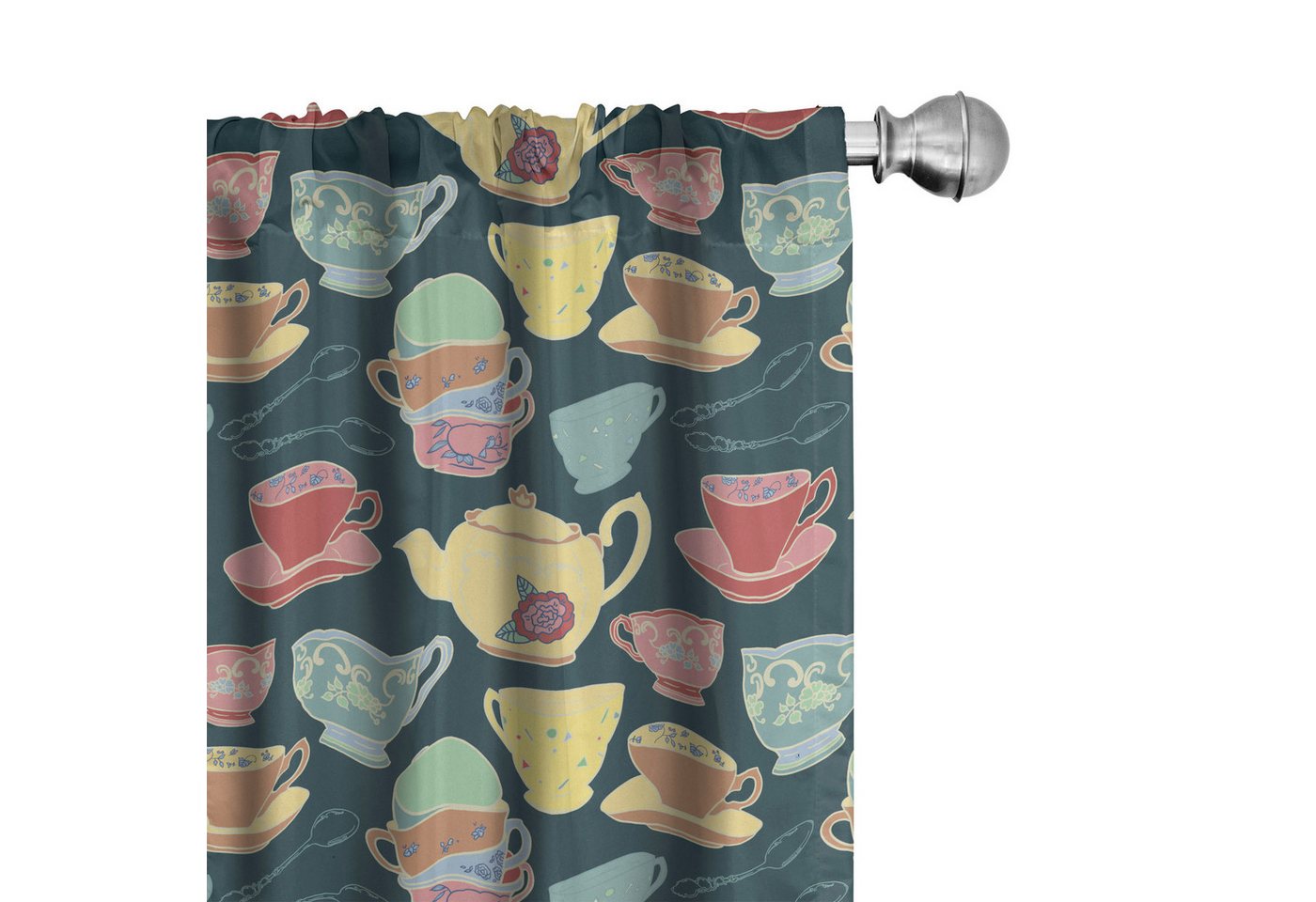 Abakuhaus Gardine Vorhang für Wohnzimmer Schlafzimmer Dekor, Microfaser, Tee-Party Vintage Teekannen und Tassen Abakuhaus Gardine Vorhang für Wohnzimmer Schlafzimmer Dekor, Microfaser, Tee-Party Vintage Teekannen und Tassen von Abakuhaus