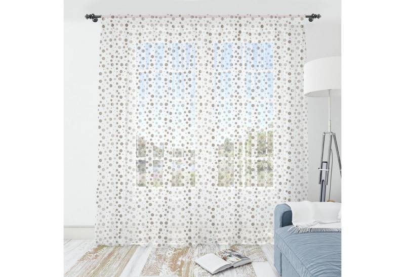 Abakuhaus Gardine schiere Drapierung für Hochzeit Party 2 Panels, Braun Großer kleiner Tropfen Spots von Abakuhaus
