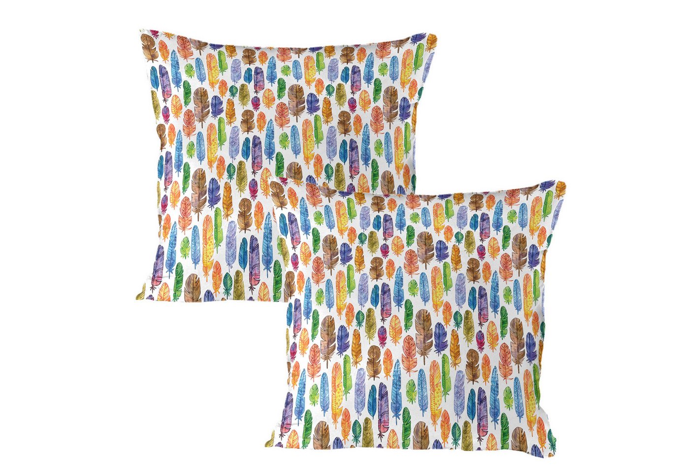 Abakuhaus Kissenbezüge Dekorativer Standard Gedruckter Kissenbezug, (2 Stück), Gefieder Aquarell-Art-Kunstdruck von Abakuhaus