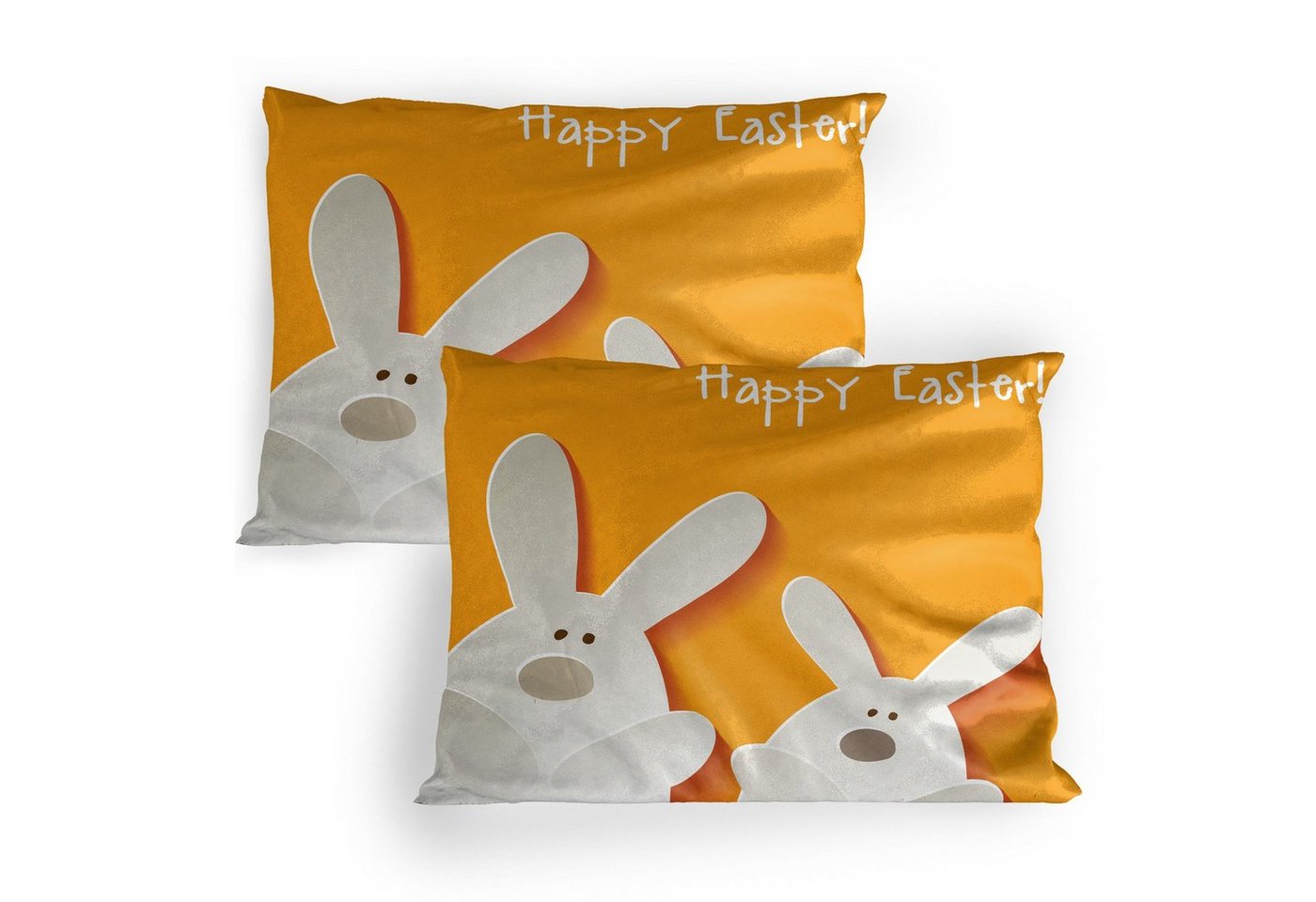 Kissenbezüge Dekorativer Standard Gedruckter Kissenbezug, Abakuhaus (2 Stück), Ostern Happy Easter Bunnies von Abakuhaus