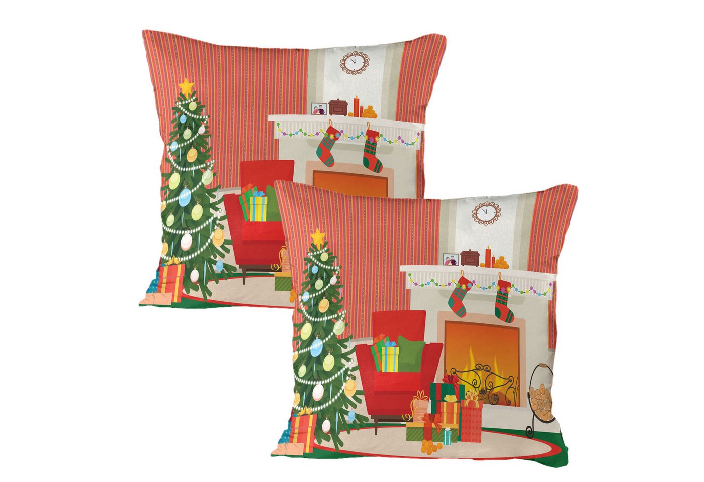 Abakuhaus Kissenbezüge Dekorativer Standard King Size Gedruckter Kissenbezug, (1 Stück), Kamin Weihnachten Wesentliche Zimmer von Abakuhaus
