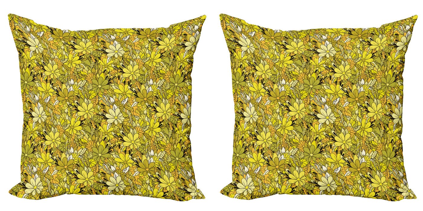 Kissenbezüge Modern Accent Doppelseitiger Digitaldruck, Abakuhaus (2 Stück), Floral Gelb Getönten Daisy Blumen von Abakuhaus